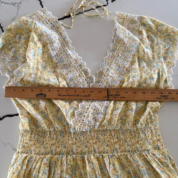 American Eagle Cottage Ruffle Yellow Floral dress - Picture 4 of 6